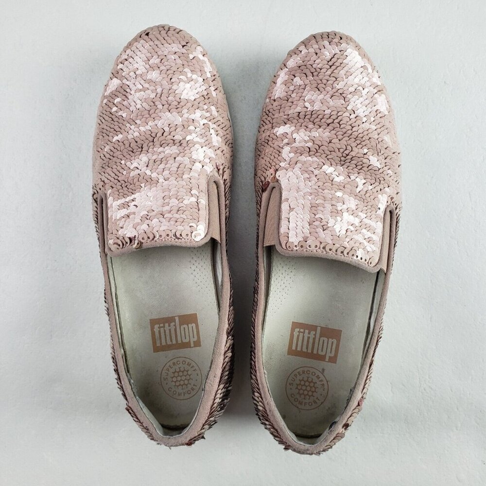 Fitflop Superskate Sequin Loafer Shoe Womens 6.5 Pink Slip On Comfort Shoe - Picture 7 of 10